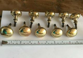 Set Of 10 Victorian Brass Drawer Or Cupboard Knobs.
