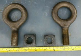 Vintage Large Brass Eye Bolts Set Of Two With Two Steel Nuts