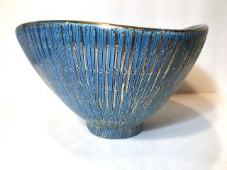 Vintage Mid Century Modern Bitossi Aldo Londi Seta Blue Pottery Bowl Italy