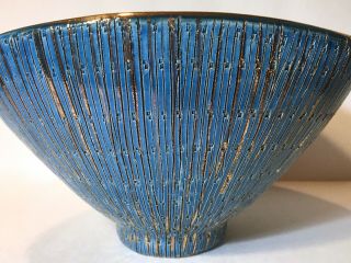 Vintage Mid Century Modern BITOSSI ALDO LONDI Seta Blue Pottery Bowl Italy 2