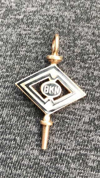 Vintage Estate Jewelry 10k Gold Beta Kappa Nu Fraternity Key Pendant 1948 Thomas