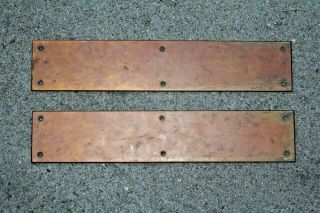 One Vintage Antique Door Push Plate Copper - 15 " X 2 - 15/16 " X 1/8 "