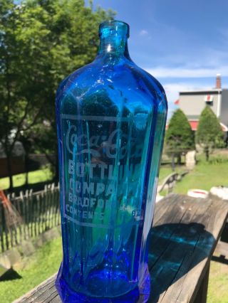 Bradford Pa Coca Cola Sapphire Blue 10 Sided Acid Etched Fluted Seltzer Bottle