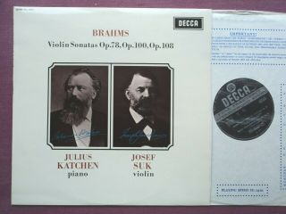 Sxl 6321 Wbg,  Uk Orig.  Brahms: Violin Sonatas,  Katchen Piano,  Suk Violin,  Nm