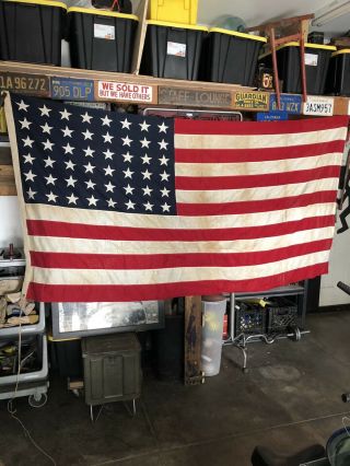 48 Star US Flag Valley Forge Vintage 5 x 9.  5 Casket Flag WW2 USA Stiched Stars 3