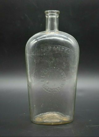 Rl Christian & Co Richmond Virginia Va Strap Sided Flask 9 3/4 " Whiskey Bottle