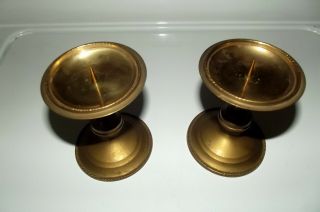 Vintage Matching Pair Heavy Brass Metal Candle Stick Holders