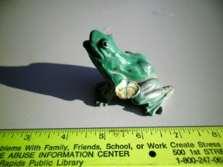 Antique Vintage 1930s Open Mouth Grass Frog Ashtray Paper Weight Cast Metal