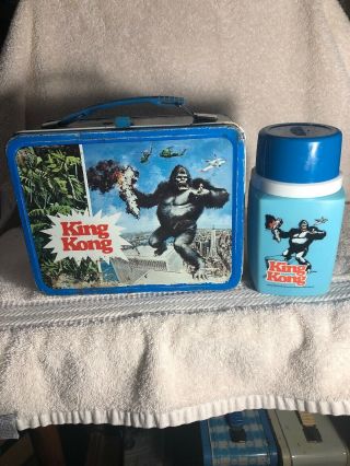 1977 Vintage King Kong Metal Lunch Box & Thermos King Seeley