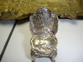 Antique 1900 925 Sterling Silver Miniature Parlor Chair Imported To London