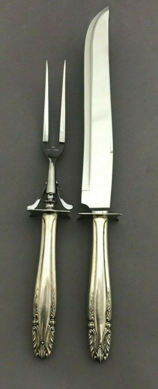 Stradivari Wallace 2 Piece Sterling Silver Roast Carving Set With Lever On Fork