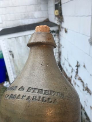 Possible One Of A Kind 1850 - Ish Stoneware Sarsaparilla Bottle/Mason & Streets 3