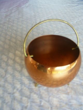 Vintage Miniature Coppercraft Guild Copper Planter Kettle Pot With Bail