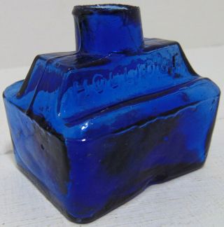 Deep Copper - Blue Hollidge Of London " Boat " Type Ink Bottle C1895 - 1900
