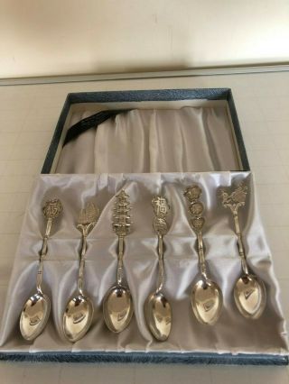 Lovely Cased Set Of 6 Solid Silver Coffee Spoons (fj) Sterling 925