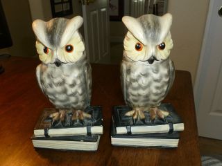 Vintage Roman Art.  Co.  - Robia Ware - Horned Owl Bookends - No.  1591