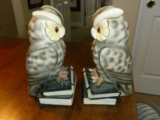 Vintage Roman Art.  Co.  - Robia Ware - Horned Owl Bookends - No.  1591 2