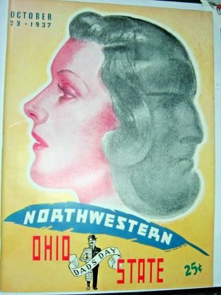 1937 Ohio State Vs Northwestern University Football Program Looks Great Ads