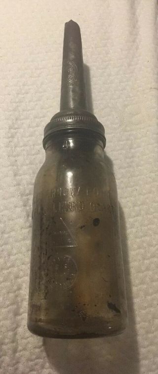 Vintage Moore And Kling,  1 Quart Glass Motor Oil Bottle With Spout