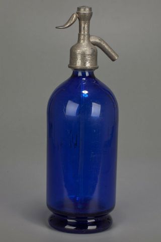 Antique French Loius Chabosy Tarbes Cobalt Blue Seltzer Bottle