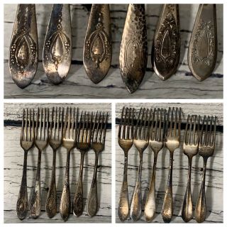 Antique Six (6) Sterling Silver Forks 246 Grams