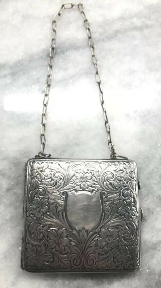 Antique Victorian Sterling Silver Calling Dance Card Case Coin Purse