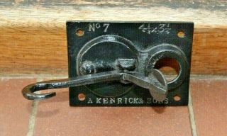 Antique Cast Iron Door Knocker / Latch / Peep Hole By A.  Kenrick & Sons.  No.  7.