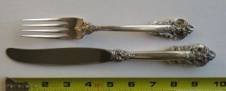 Wallace Grand Baroque Sterling Silver Pair - 8” Dinner Fork & 9 7/8 " Dinner Knife