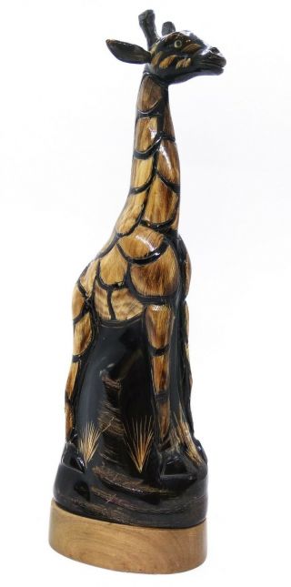 Giraffe Sculpture Water Buffalo Horn Carved 11 