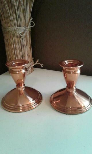 Vintage Coppercraft Guild Candlesticks Candle Holders Weighted 4 " Pair