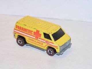 70s Hot Wheels Redline Van Paramedic Yellow Ambulance Wheels/base