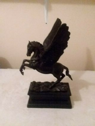 Pegasus Black Horse Mythical Statue