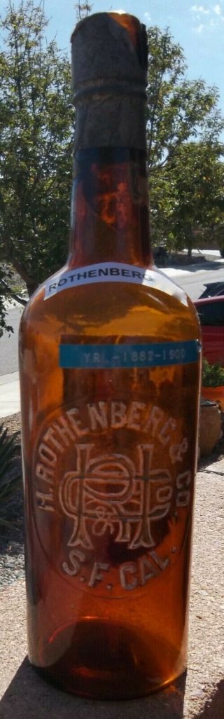 H.  Rothenberg & Co.  Whiskey Bottle With Paper Label From San Francisco