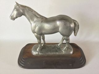 Vintage KAAG Silver Metal TROPHY QUARTER HORSE Statue on Wood Base American Assn 2