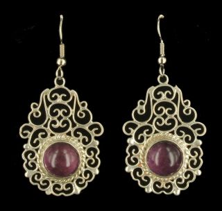 Antique Deco Sterling Dragons Breath Hand Made Filigree Drop Dangle Earrings 2.  5