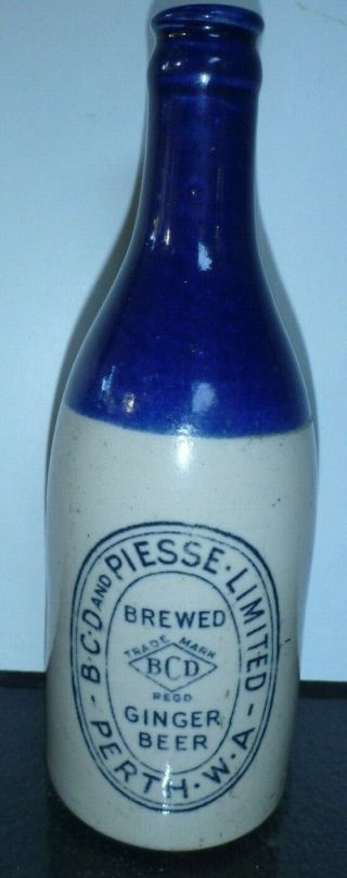 Blue Top Crown Seal Ginger Beer Bcd & Piesse Limited Perth W.  A.