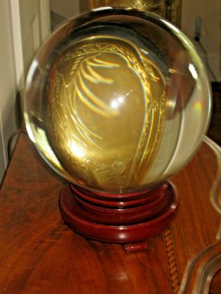 Authentic Halloween Fortune Teller Scrying Crystal Ball Sphere 8 " Quartz Stand