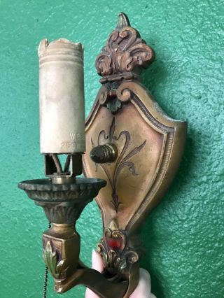Antique Brass Wall Light Sconce Art Nouveau - Cast Brass Sconce Victorian Gothic