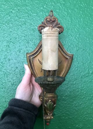 Antique Brass Wall Light Sconce Art Nouveau - Cast Brass Sconce Victorian Gothic 2