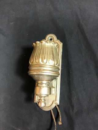 Antique Art Deco Cast Brass W Nickel Plating Theatre Hall Or Booth Light Lamp