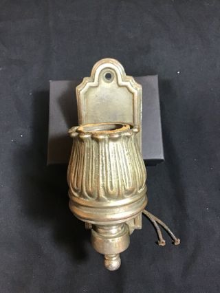 Antique Art Deco Cast Brass W Nickel Plating Theatre Hall Or Booth Light Lamp 2