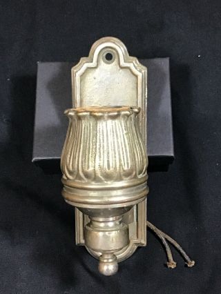 Antique Art Deco Cast Brass W Nickel Plating Theatre Hall Or Booth Light Lamp 3