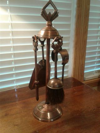 Vintage Copper Plated Miniature Fireplace Tool Set Possible Salesman Sample