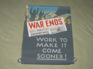 Wwii Workplace Motivational Poster By Chet Miller " War Ends "