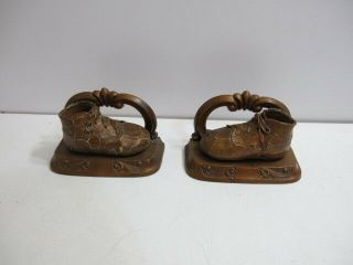 Vintage Bronze Dipped Baby Shoes Bookends