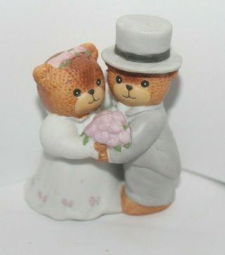 3 " Enesco - Lucy & Me - Bride & Groom Teddy Bear Figurine - Lucy Rigg 1986