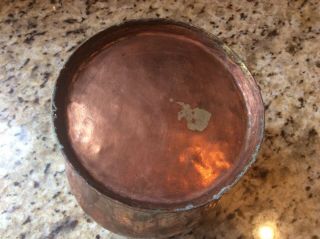 Antique/vintage Large Hammered copper mug Cup Container W/ Handle 2