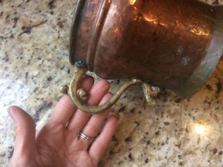 Antique/vintage Large Hammered copper mug Cup Container W/ Handle 3