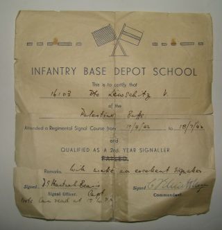 Jewish Soldier British Army Palestine Ww2 1942 Infantry Base Depot School Letter