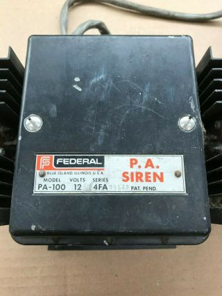 Vintage Federal Signal PA 100 remote siren. 3
